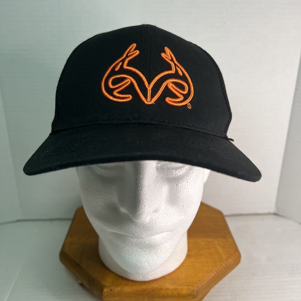 Realtree Trucker Adjustable strapback Hat Men black /orange outdoor cap